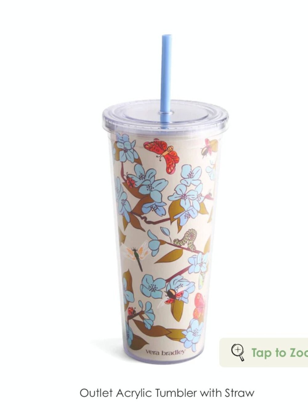 Vera Bradley Tumbler with Straw Abuzz NIB